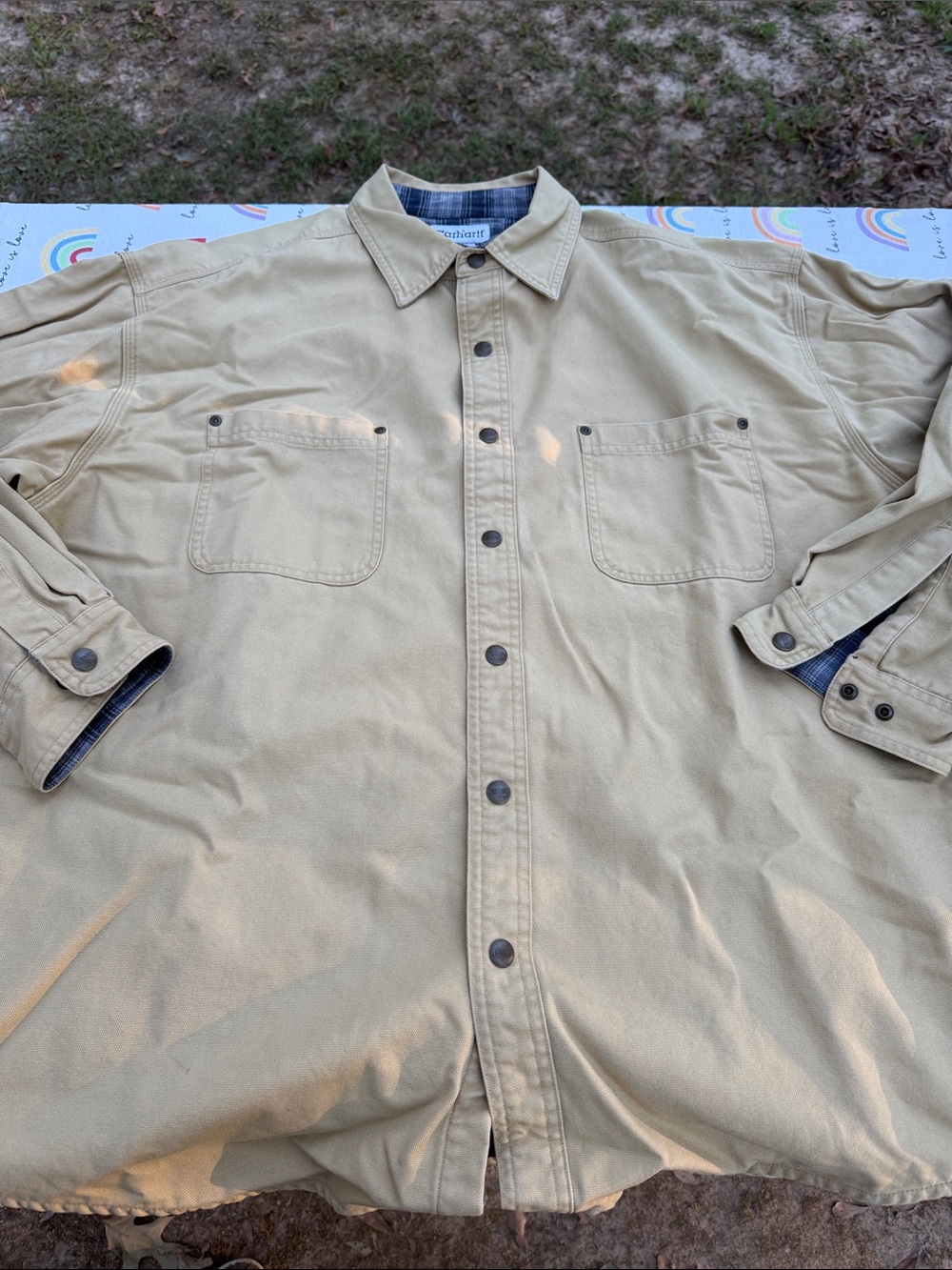 Carhartt Men’s Khaki Button-Front Work Shirt New